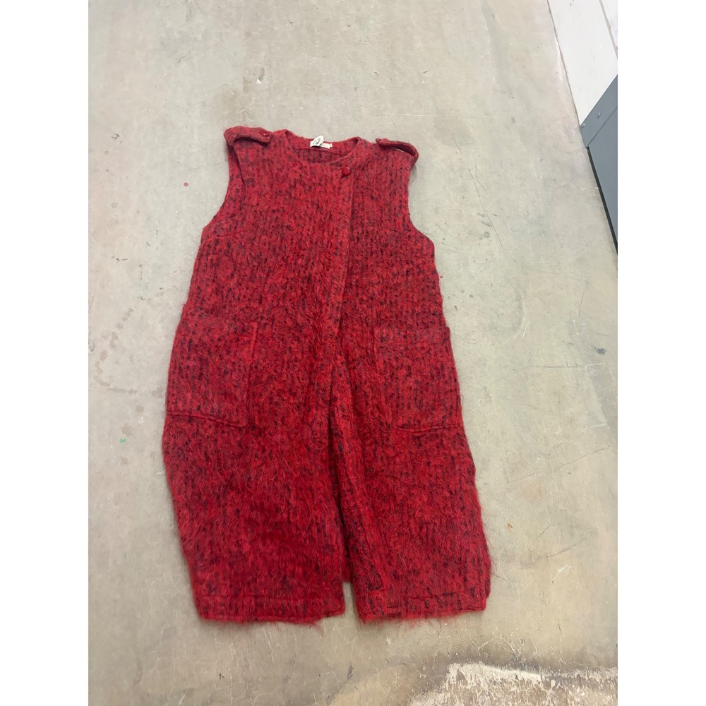 Ted Lapidus Paris Mohair Blend Knit Long Vest Red Black Boutique Melanie Sz 42